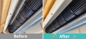 エアコン　シロッコファン　クリーニング　ビフォアアフター