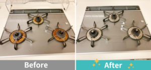 ガスコンロクリーニング　ビフォアアフター